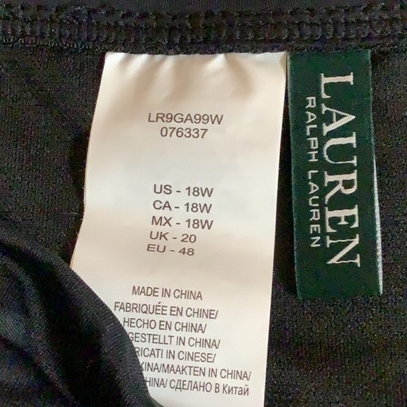 Lauren Ralph Lauren Size 18W Black Plus Size High-Waist Bikini Swim Bottom. New - Picture 2 of 6